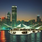 Chicago Pavilions night skyline view